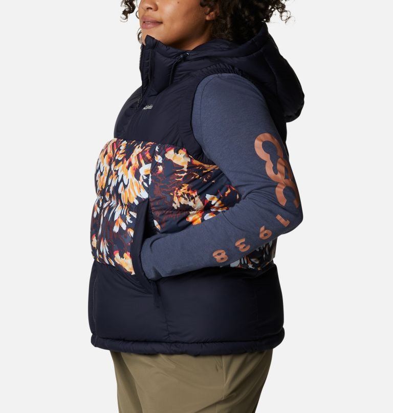 Women's Columbia Pike Lake II Insulated Vests Navy / Flower | Plus Size CA-O038C